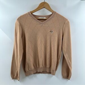 Crocodile Knitted Beige Long Sleeve Sweater